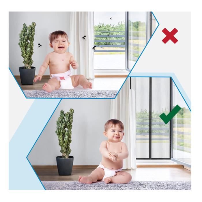 Moustiquaire Porte MagnéTique 125 X 260 Cm Facile à