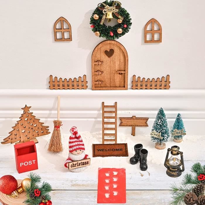 Porte Lutin De Noel Kit(23 Pièces),Decoration Noel,Lutin De Noël