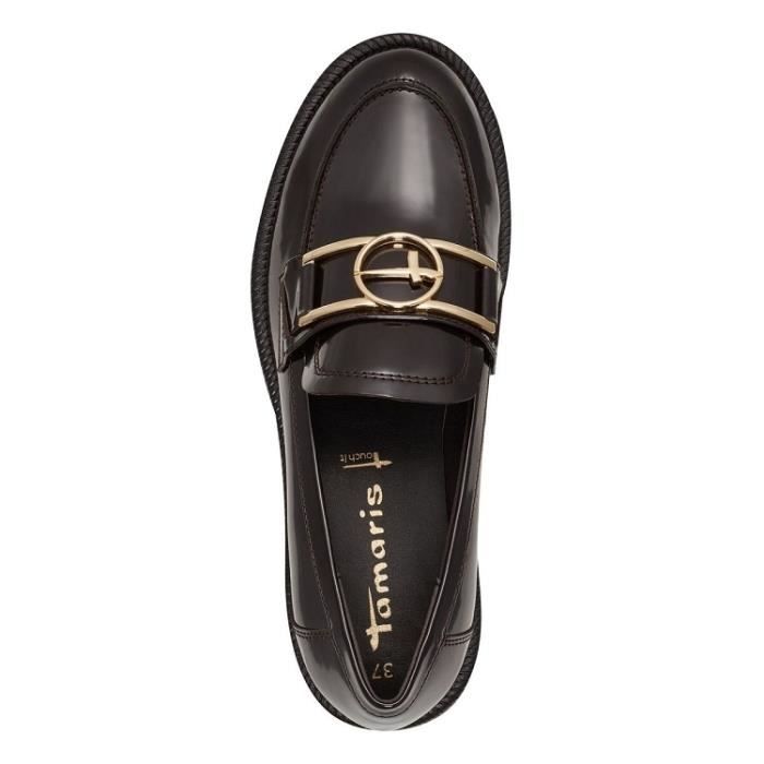 Mocassins Femme TAMARIS 24436 Talon bloc 4cm Blanc Bordeaux