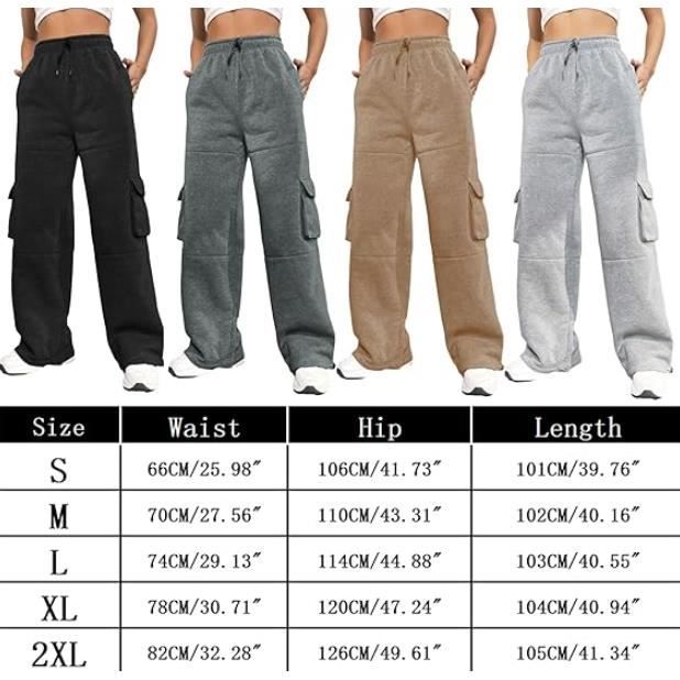 Pantalon Jogging Femme Chaud Large - Cordon Taille Élastique - Style Cargo Détente