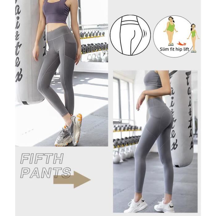 Legging de Sudation Femme - Gris - XXL - Taille Haute - Poches - Fitness  Yoga Gris - Cdiscount Sport