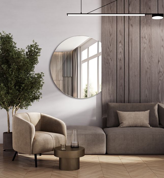 Miroir Mural Rond 68 Cm - Cadre Métal Noir, Déco Salle De Bain Ou Salon (neuf)