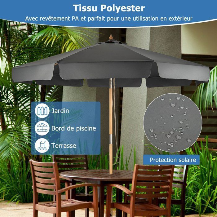 COSTWAY Parasol met 3 verdiepingen, 300 cm tuinscherm