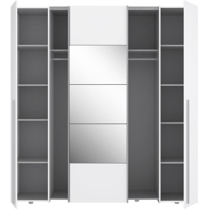 Armoire chambre adulte 2 portes coulissantes bois blanc et miroir Baker 200cm | Leroy Merlin