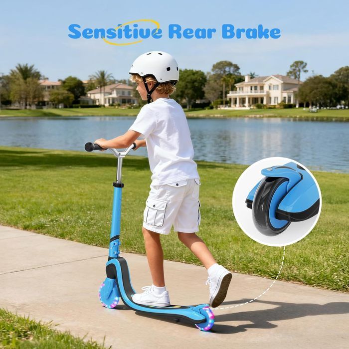 TONBUX Children's Scooter 3-8 Years, Children's Scooter with Column, Wheels and Luminous Plate, Reinforced Metal Plate, Adjustable Height 65-80 cm, Responsive Rear Brake, Lean to Steer Design TONBUX Children's Scooter 3-8 Years, Children's Scooter with Column, Wheels and Luminous Plate, Reinforced Metal Plate, Adjustable Height 65-80 cm, Responsive Rear Brake, Lean to Steer Design