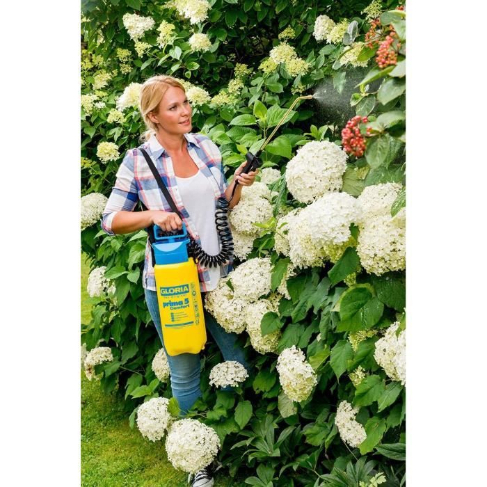 Pulvérisateur à Pression GLORIA Prima 5 Comfort – 5 L + Tuyau Spirale 2,5 M – Raccord Compresseur – Lance Laiton