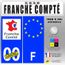 4x Stickers Plaques Dimmatriculation 100x45 Mm Franche Compté Fond Bleu