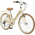 BIKESTAR | VTC Vélo de ville | 26" pouces | 7 vitesse Shimano | Vélo urbain pour femmes | Vélo de Confort Retro | Beige-0