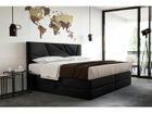 TRADA Lit adulte 180x200 cm VERDELUX - avec rangement, matelas ressorts ensachés et surmatelas - tissu velours - noir