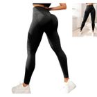 HANLIN Leggings à Compression 3D - Femme - Noir - Anti-Cellulite - Taille Haute - Push-Up Noir#S