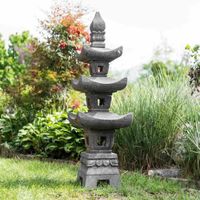 Lanterne japonaise - WANDA COLLECTION - Pagode en pierre de lave - H.110 cm - Gris