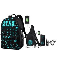Black B Set - New 2021 Anti-theft Luminous School Bags for Boys and Girls Backpack with USB Charging Anime Ba