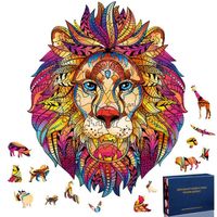 Puzzle en Bois Lion 3D - MMTX - 109 Pièces - Animaux de la Forêt - Jeu de Famille Collect