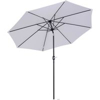 Parasol en métal Rond Polyester 180g/m² manivelle inclinable Ø 3 x 2,45 m Blanc - OUTSUNNY