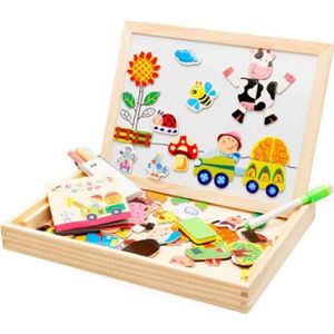 COOLJOY Puzzles Enfant en Bois Magnétique, Jigsaw avec Tableau Noir de  Chevalet à Double Face Jouets Educatif pour Bambin Enfants Fille- 100  Pièces (Animaux) - Puzzle Aimant Peut Coller sur Un frigo 