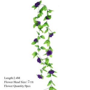 FLEUR ARTIFICIELLE F08 vigne violet - Guirlande de fleurs artificielles, lierre avec feuilles en soie, fleur de cerisier Sakura,