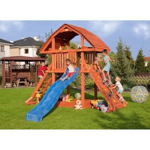 STATION DE JEUX Aire de Jeux en bois Tornade pour Enfants (tobogga