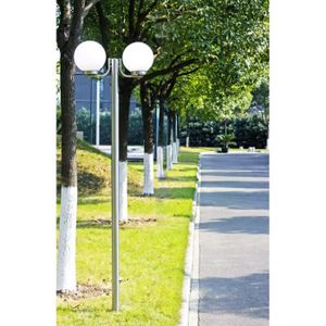 LAMPE DE JARDIN  Lampadaire double boule 220 cm Éclairage d'extérieur