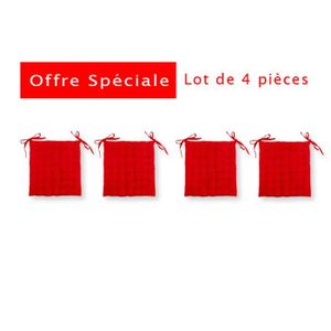COUSSIN DE CHAISE  LOT 4 Galette de chaise 40x40cm FUTON Umberto Ravelli - 100%coton -  Rouge