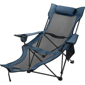 CHAISE DE CAMPING Chaise de Camping Pliante - VEVOR - 18 x 18 x 89 cm Chaise Porte-Gobelet - Bleu en Tissu et Maille Oxford 600D