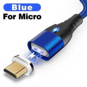 CÂBLE TÉLÉPHONE For Micro USB Blue-1m -Câble magnétique 2M à charg
