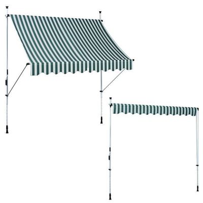 Strattore Auvent Rétractable Manuel de Jardin 350 x 120 cm Terrasse Balcon Store Banne Marquise - Hauteur réglable - sans perçage - Vert Matcha