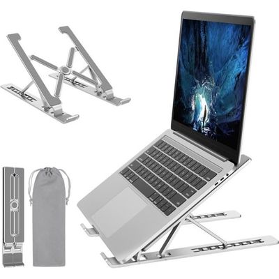 BONTEC Support Ordinateur Portable 10"-17.3" - Aluminium Ventilé 7 Niveaux Réglables - Ergonomique Pour MacBook, Dell, HP, Lenovo