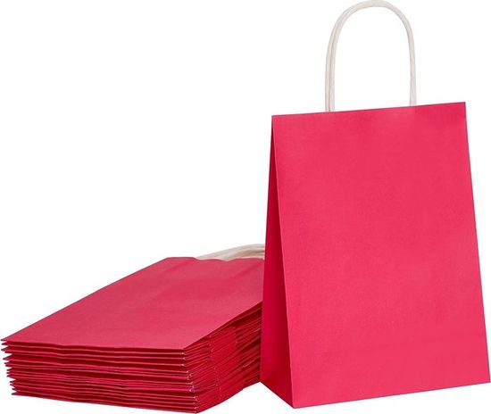 BagDream Lot De 25 Sacs De Courses En Papier Kraft à Rayures
