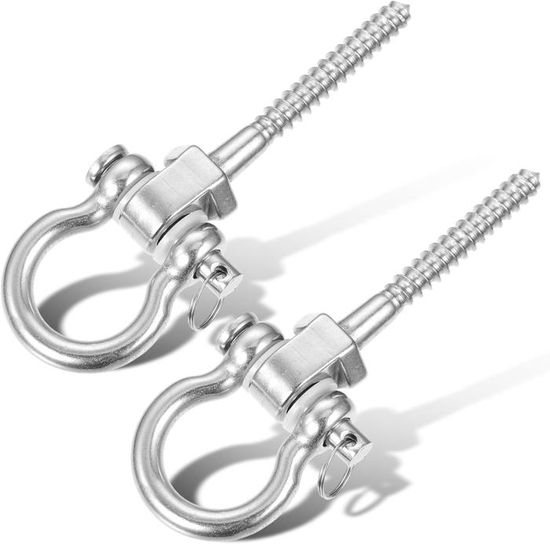 Crochets Plafond M8 Acier Inox 304 - Lot De 2 Avec Vis Et Bouchons Caoutchouc