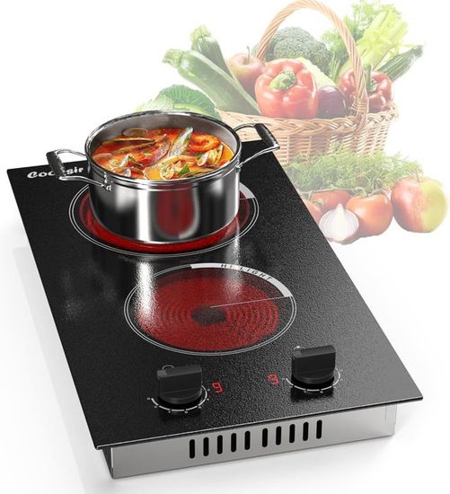Plaque De Cuisson Vitrocéramique 2 Feux Hobsir - 1600W Par Foyer, Commande Tactile, Portable Ou Encastrable - 220-240V