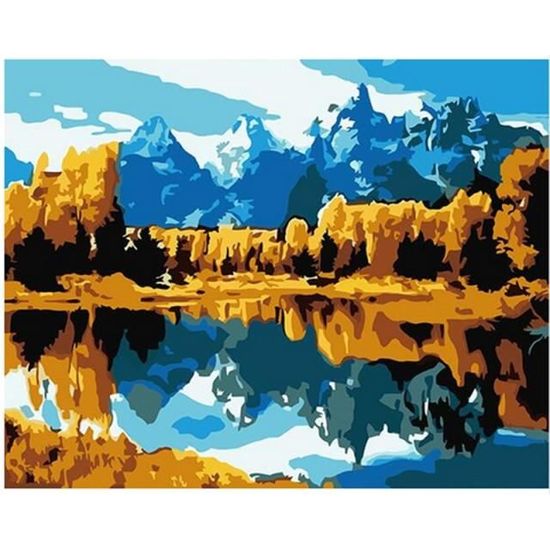 Fdit peinture acrylique par numéro Peinture par numéros bricolage paysage d'automne peint à la