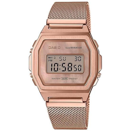 Montre en acier - CASIO - Maille milanaise - Rose gold