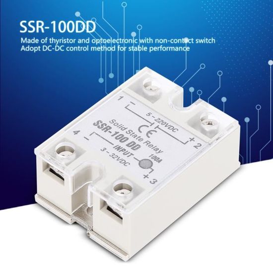 Relais Statique SSR Monophasé 80A Avec Radiateur - Commande DC 3-32V, Sortie AC 24-480V - Pour Chauffage, éclairage, Automatismes