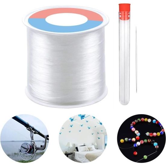Fil à Perles Nylon Transparent - 100m De 0.2mm + 80m De 0.25mm - Pour Bijoux DIY, Bracelets, Colliers