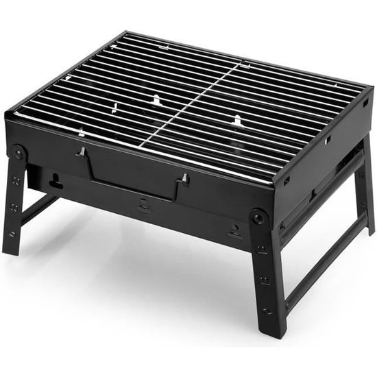 Barbecue/BBQ Charbon de Bois - UTEN - Gril de Barbecue Pliable - en métal Noir