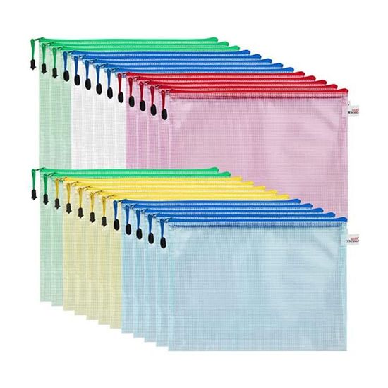21 Pièces Pochette Document Zippée,Pochette Plastique A4 A5 A6 B4 B5 B6 B8 sac à billets,Transparentes Document Dossier,Étanche Sac Plastique Zip pour Bureau Fournitures,Voyage