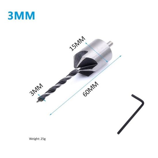 Foret/Mèche Carbure 6mm - Angle 90° - 2 Cannnelures - Pour Perçage/Fraisage - Marque Uxcell