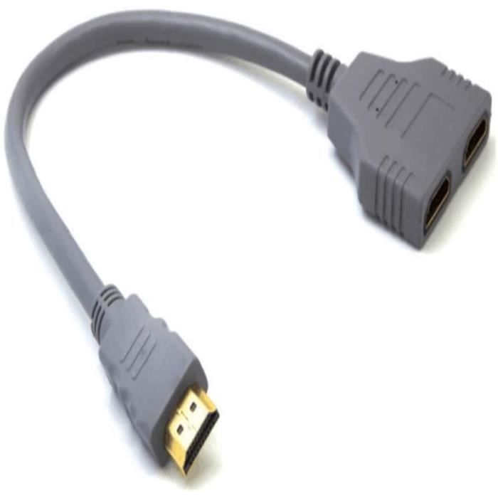Câble répartiteur HDMI 1080p HDMI mâle vers Double HDMI Femelle 1 vers 2 Voies pour HDTV/lecteurs DVD/PS3/PS4/et la Plupart des projecteurs LCD 