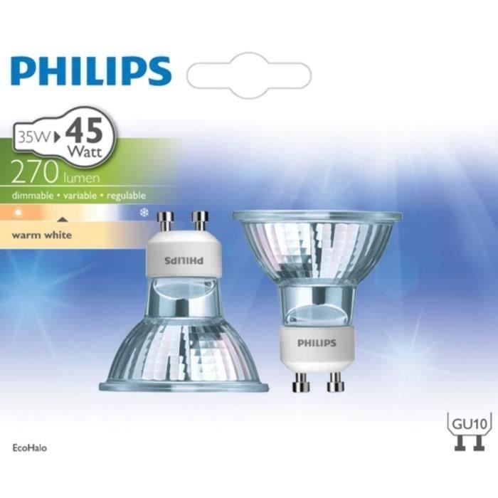 PHILIPS Lot de 2 Ampoules EcoClassic 35W GU10