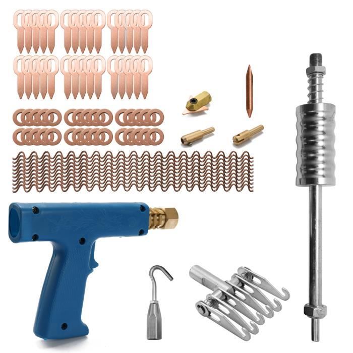77pcs goujon de réparation de goujon kit de réparation tirant la griffe rétrécissante machine de soudeuse glissière marteau extrac