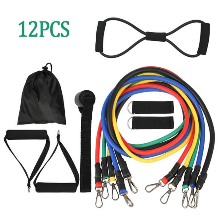 12 pièces / ensemble de corde de traction bande de fitness extenseur bande élastique yoga tube équipement de fitness