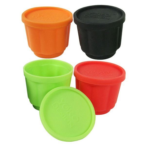 YOKO DESIGN Lot de 4 Moules à flan noir, vert, orange et rouge