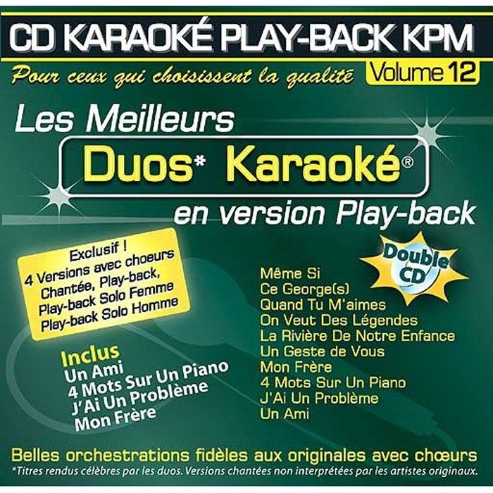 CD Karaoké Play-Back KPM Vol.12 -Karaoké Duos- (d…
