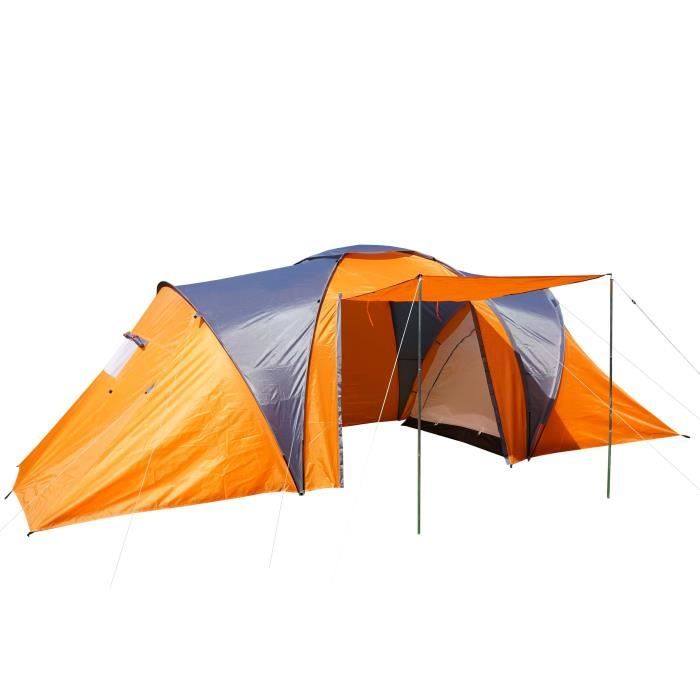 Tente de camping Loksa, 6 personnes, bivouac / igloo, tente pour festival orange
