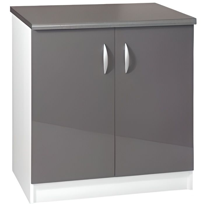Meuble cuisine bas 80 cm 2 portes OXANE gris