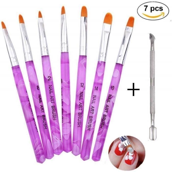 7 pinceaux ongles nail art Brosses et déco d'ongles gel UV,Edge Nails Pince à Cuticules Métallique a737