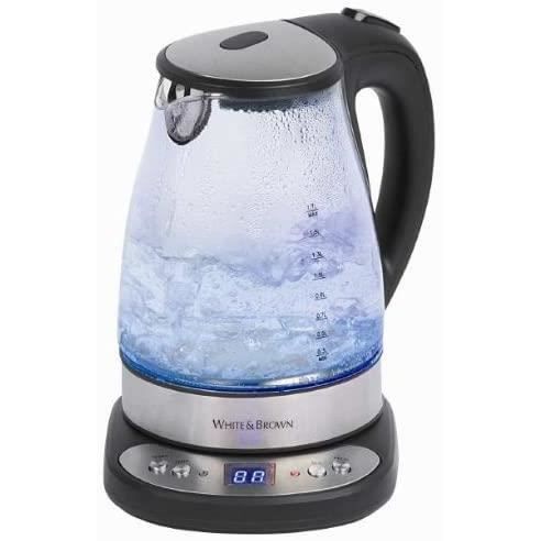 BOUILLOIRE ELECTRIQUE White and Brown DA 935 Bouilloire en Verre avec Seacutelecteur de Tempeacuterature 2200 W246
