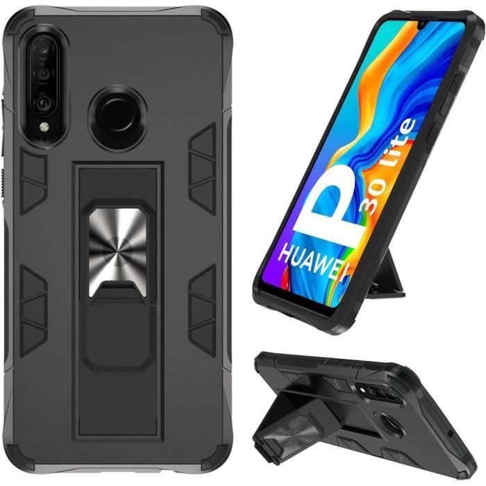 Coque P30 Lite Huawei P30 Lite Double Couche Renforcée Défense Protection Robuste Anti Choc avec Béquille Huawei PAJ