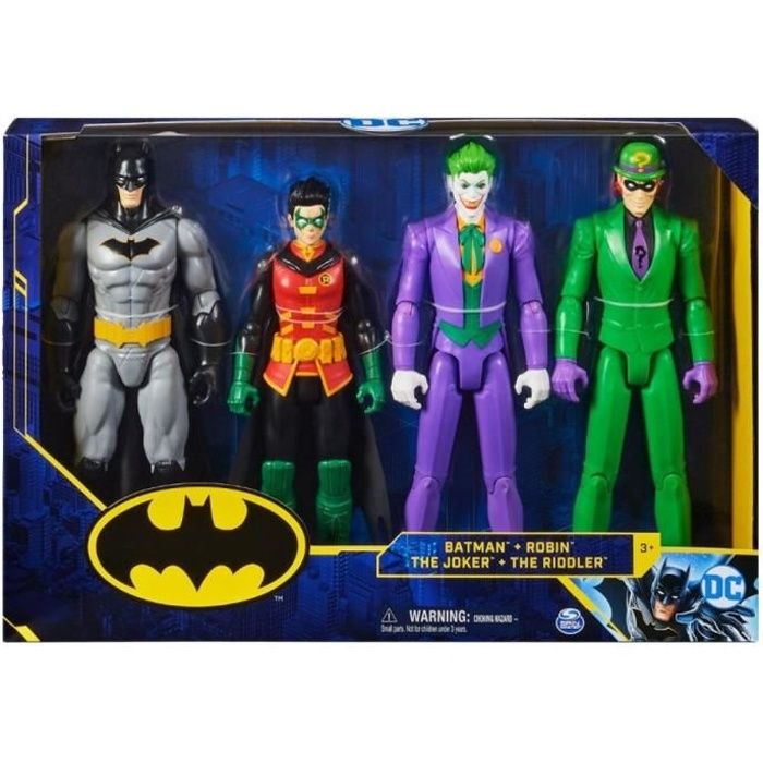 Coffret 4 Personnages Batman 30 Cm Batman Le Joker Robin L homme Mystere Figurine Super Hero Serie Set DC 1 carte animaux