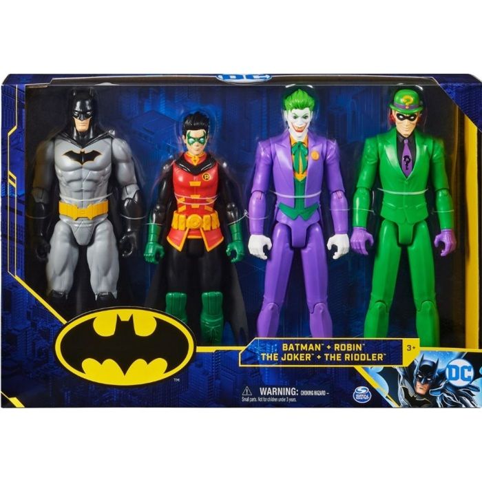 Coffret 4 Personnages Batman 30 Cm Batman Le Joker Robin L homme Mystere Figurine Super Hero Serie Set DC 1 carte animaux